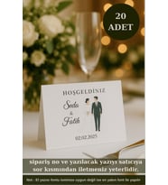 Gelin & Damat  20 Adet Masa Kartı - Nişan Masa Kartı - Nikah Masa Kartı - Tek Yön 1.hamur