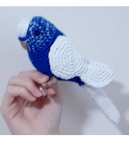 Amigurumi Kuş Muhabbet Kuşu Lacivert Kırçıllı Beyaz Kanat