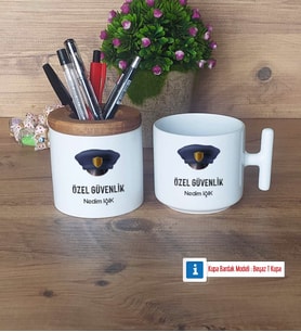 Özel Güvenlik Görevlisi Kalemlik, Kupa Bardak T Kişiye Özel Hediye (Model 1)
