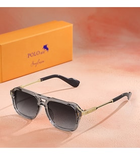Polo Air UV400 Korumalı Erkek Güneş Gözlüğü Şeffaf Gri Gold Renk PLG-2101C5 (Gri-Altın)