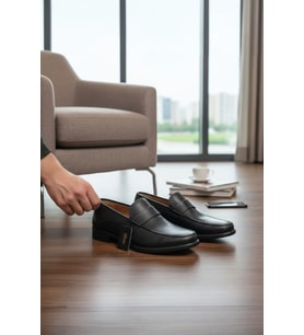 Enoch Hakiki Deri Mikro Dokulu ve Gizli Esnek Bantlı Erkek Comfort Loafer