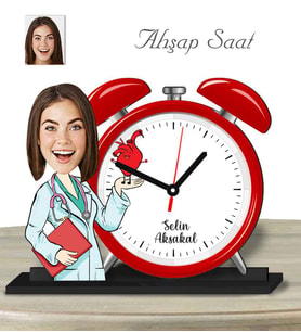 Kişiye Özel Ahşap Saat-Kalp Doktoru Kadın-1