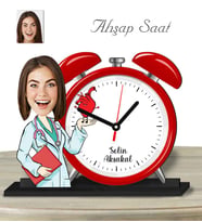 Kişiye Özel Ahşap Saat-Kalp Doktoru Kadın-1