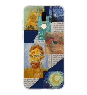 Huawei Mate 10 Lite Uyumlu Vincent van Gogh Kolaj Desenli Şeffaf Telefon Kılıfı