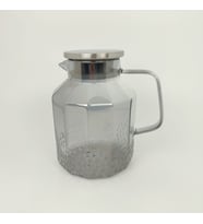 Füme Krom Metal Kapaklı Contalı Süzgeçli Köşeli Borosilikat Sürahi – 1.8 LT.