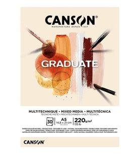 CANSON A5 GRADUATE MİXED MEDİA NATUREL RESİM DEFTERİ BLOĞU 220GR. 30 YP.- FT400110367