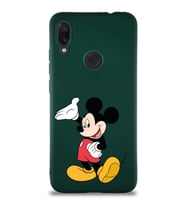 Xiaomi Redmi Note 7 Pro Soft Premier Kapak Mickey Mouse-C Tasarımlı Silikon Kılıf - Yeşil (Şeffaf)