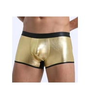 Fantezi Deri Görünümlü  Altın Erkek Boxer - Fantezi Tanga
