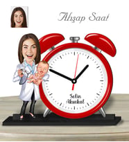 Kişiye Özel Ahşap Saat-Doğum Doktoru Kadın-1