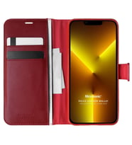 Microsonic Apple iPhone 13 Pro Max Kılıf Delux Leather Wallet Kırmızı
