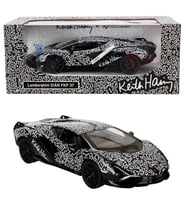 1:32 Sesli ve Işıklı RMZ Hobby Keith Haring Serisi Die Cast Çek Bırak Model Araba - Siyah-Beyaz Lamborghini Sian Fkp 37