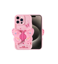 Apple iPhone 15 Pro Uyumlu Kılıf Kamera Korumalı Figür Tasarımlı Zore Kapya Kapak (Açık Pembe)
