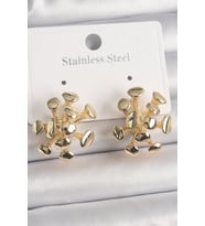 Pirinç Gold Renk Virüs Figür Model Kadın Küpe 5886 - HPSBYI2530-1068
