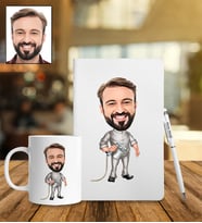 Kişiye Özel Boyacı Tasarımlı Karikatür Defter Kalem Kupa Set 4