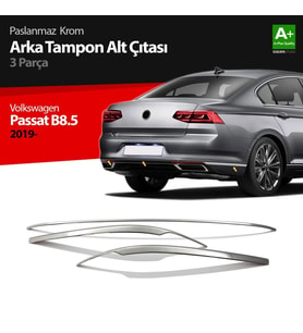 Drs Tuning Passat Uyumlu B8.5 Krom Arka Tampon Alt Çıtası 3 Parça 2019 Ve Üzeri
