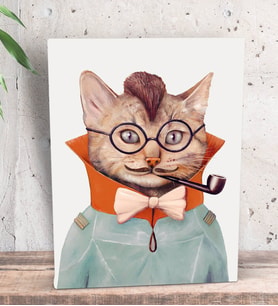 BK Gift Eclectic Cat Tasarımlı Dekoratif Mini Kanvas Tablo 15x20cm-1