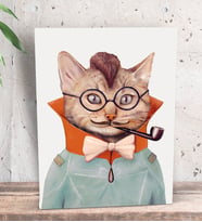 BK Gift Eclectic Cat Tasarımlı Dekoratif Mini Kanvas Tablo 15x20cm-1