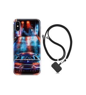 Iphone X Xs Uyumlu Kılıf Silikon Desen Boyun Askılı Neon Cars 1724