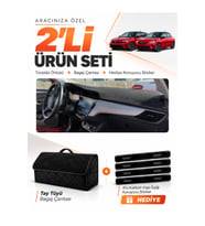 OPEL CORSA F (2019-2026) Uyumlu Torpido Örtüsü + Tay Tüyü Bagaj Çantası + Sticker Seti - Siyah