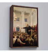 Çerçeveli Lenin Petersburg'da Sovyetlerin İktidarını İlan Ediyor Tablo (Beyaz)