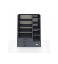 Kronos Dolap 9 Raflı 4 Çekmeceli  132x59x195 Antrasit-Antrasit/Antrasit