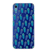 PrintiFy Honor 8A ile Uyumlu Nazar Boncuğu 4 Baskılı Kamera Korumalı Şeffaf Silikon Kılıf