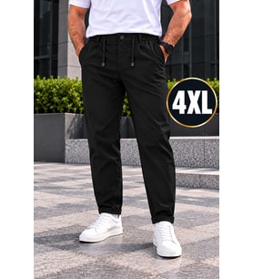 Erkek Battal Esnek Diagonal Kumaş Jogger Pantolon Kemerli Fermuarlı Düğmeli Beli Lastikli Rahat Kesim Şık Spor Günlük Erkek Pantolon