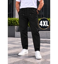 Erkek Battal Esnek Diagonal Kumaş Jogger Pantolon Kemerli Fermuarlı Düğmeli Beli Lastikli Rahat Kesim Şık Spor Günlük Erkek Pantolon