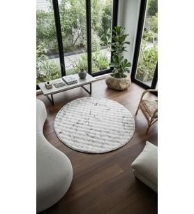 Dream Soft Yuvarlak Mermer Desenli Yumuşak Yüzeyli Kaymaz Makinede Yıkanabilir Halı