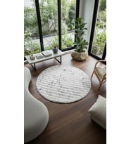 Dream Soft Yuvarlak Mermer Desenli Yumuşak Yüzeyli Kaymaz Makinede Yıkanabilir Halı