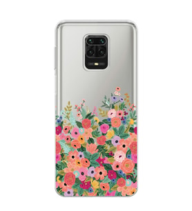 Redmi Note 9 Pro / 9s Uyumlu Renkli Çiçekler Tasarımlı Şeffaf Telefon Kılıfı