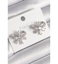 Pirinç Gümüş Renk Zirkon Taşlı Fiyonk Model Kadın Küpe 5886 - SSSSSS6303-3751