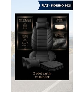 fiat fiorino 2021 Koltuk ve Kılıf uyumlu Lüks Yastık Siyah Minder 2 Minder 2 Yastık