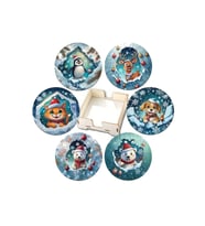 BİLGE tasarım Noel Yılbaşı Ahşap Bardak Altlığı - 6 lı set Set AHŞAP ÖZEL TASARIM KUTULU