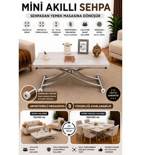 Mini Juppo İçe K Akıllı Sehpa Mdf Oval Köşe Alt Krom Kaplama