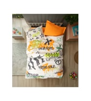 Cotton Box Rf Genç -Graffiti Oranj- Lastikli Çarşaflı Tek Kişilik Nevresim Takımı