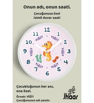 İsme Özel Sevimli Denizatı Çocuk Odası Duvar Saati Orta Boy 30 cm Beyaz Camlı Sessiz