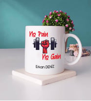 No Pain No Gain Kupa Bardak ve Taş Bardak Altlığı Hediye Seti