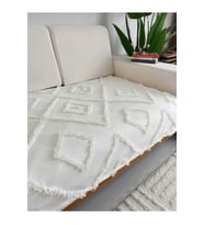 İskandinav Jasmin Koltuk Örtüsü 100*240 (Krem)