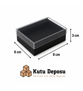 6x8x3 cm Asetat Kapaklı Takı Kutusu - Siyah (DEMONTE) (50 ADET)