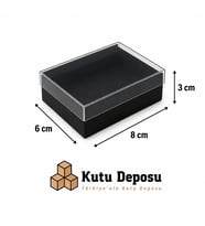6x8x3 cm Asetat Kapaklı Takı Kutusu - Siyah (DEMONTE) (50 ADET)