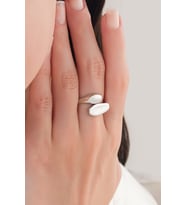 GÜMÜŞ OVAL ŞEKİLLİ DÜZ SADE MODERN AYARLANABİLİR YÜZÜK