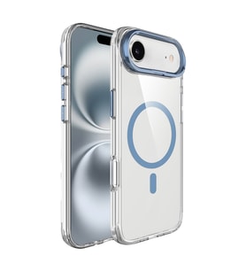 Apple iPhone 17 Uyumlu Air Uyumlu Kılıf M-safe Şarj Özellikli Airbagli Kamera Standlı Zore Azor Kapak (Lacivert)