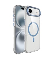 Apple iPhone 17 Uyumlu Air Uyumlu Kılıf M-safe Şarj Özellikli Airbagli Kamera Standlı Zore Azor Kapak (Lacivert)