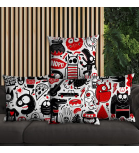 eJOYA Graffiti Tasarımlı 4'lü Yastık İçi Ve Kırlent Kılıfı 45cm 113840