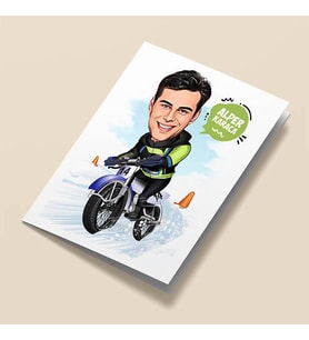 Kişiye Özel Karda Bisiklet Keyfi Karikatürlü Tebrik Kartı