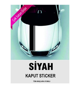 Tüm Araçlara İçin Uyumlu Aksesuar Ön Kaput Sticker Siyah 118*10 Cm
