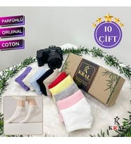 Soft Yıkamalı 10 Çift Orijinal  Hediye Kutulu Parfümlü Kadın Çorap Seti