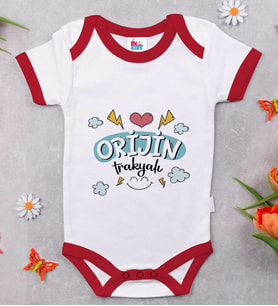 BK Kids Orjin Trakyalı Tasarımlı Kırmızı Bebek Body Zıbın-1