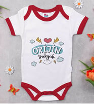BK Kids Orjin Trakyalı Tasarımlı Kırmızı Bebek Body Zıbın-1